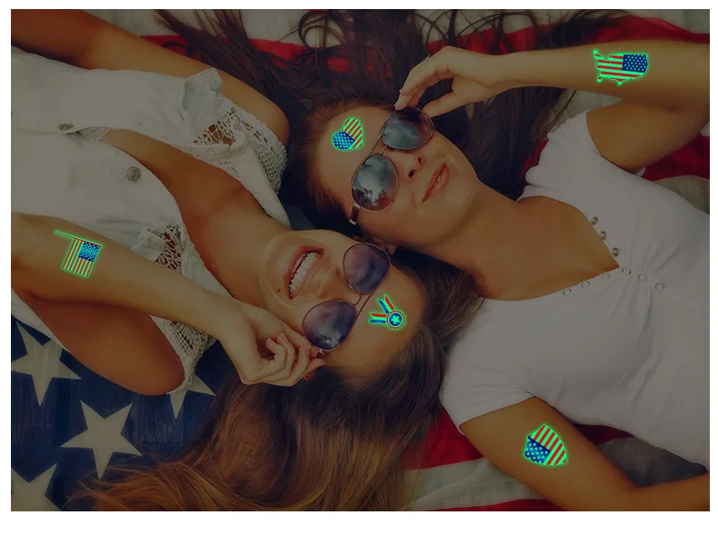 Временная татуировка Стикеры световой на День независимости США татуировки