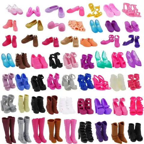 10 пар босоножек на плоской подошве обувь на высоком каблуке разноцветная обувь на платформе для куклы Барби 12 дюймов аксессуары для игрушек