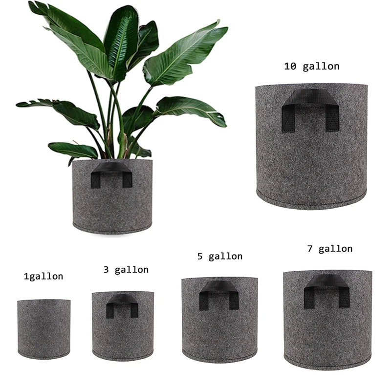 

1/3/5/7/10 Gallon Garden Vegetable Potato Grow Bag With Handle Felt Fabric Plant Planting Box Round Pot Container
