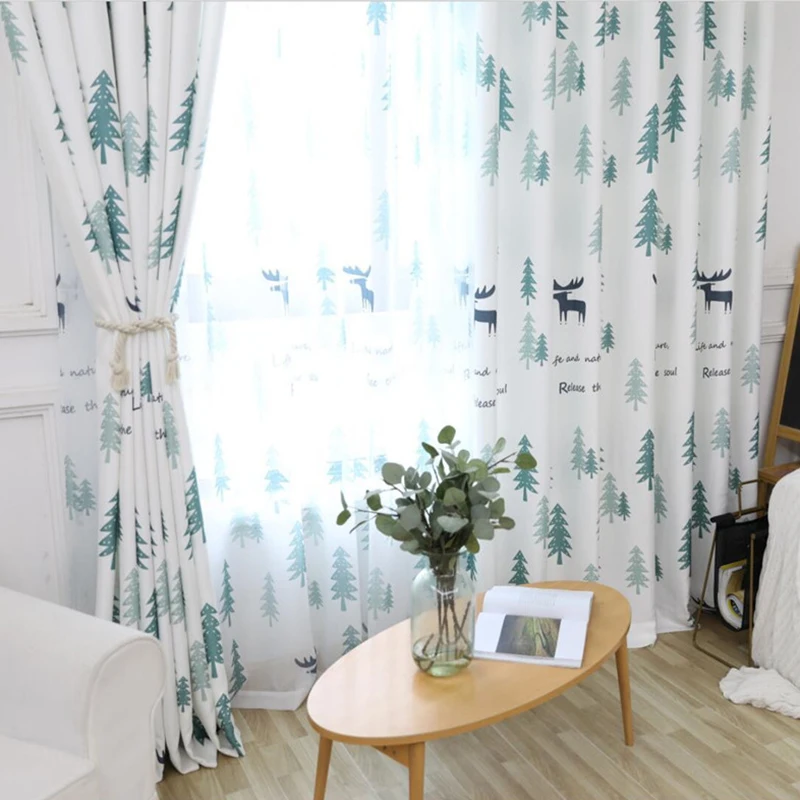 Занавес в рустикальном стиле для Гостиная растительным узором натурального