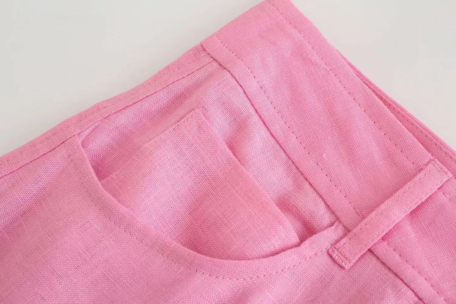 

Casual Loose Women Pants Pink Korean Style High Waist Wide Leg Pant Full Length Solid Zipper Fly Female Capris Spring Autumn
