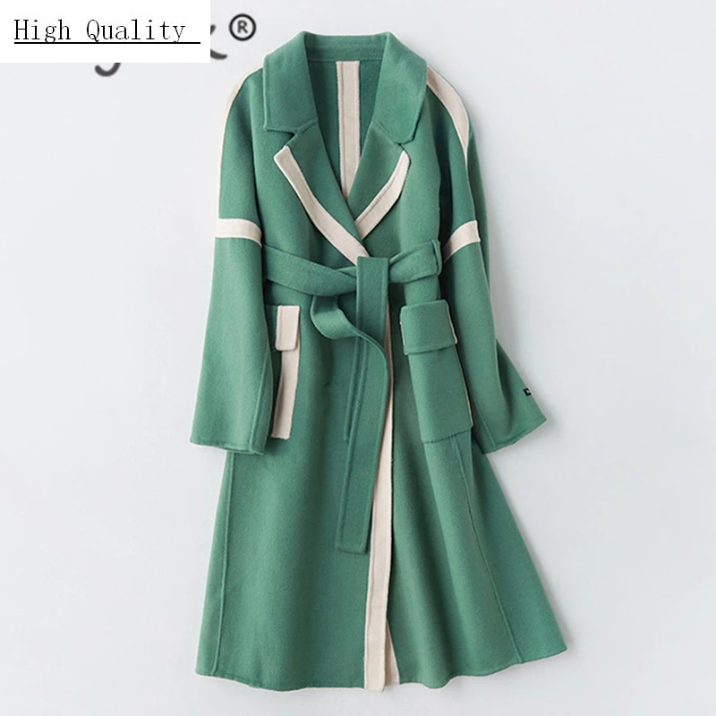 Elegant Autumn Womens Coats Winter Wool Coat Female Long Woolen Jacket Fashion Clothes 2020 Vintage Belt Overcoat 810 |