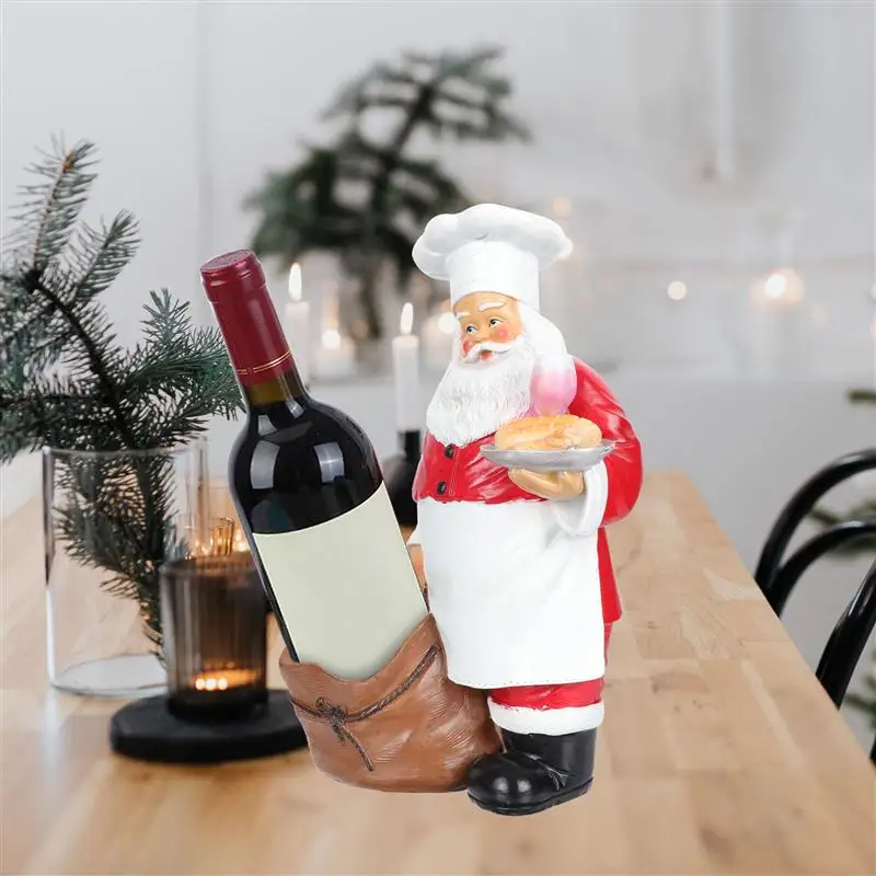

1Pc Creative Resin Wine Bottle Rack Resin Santa Claus Adornment Unique Storage Rack