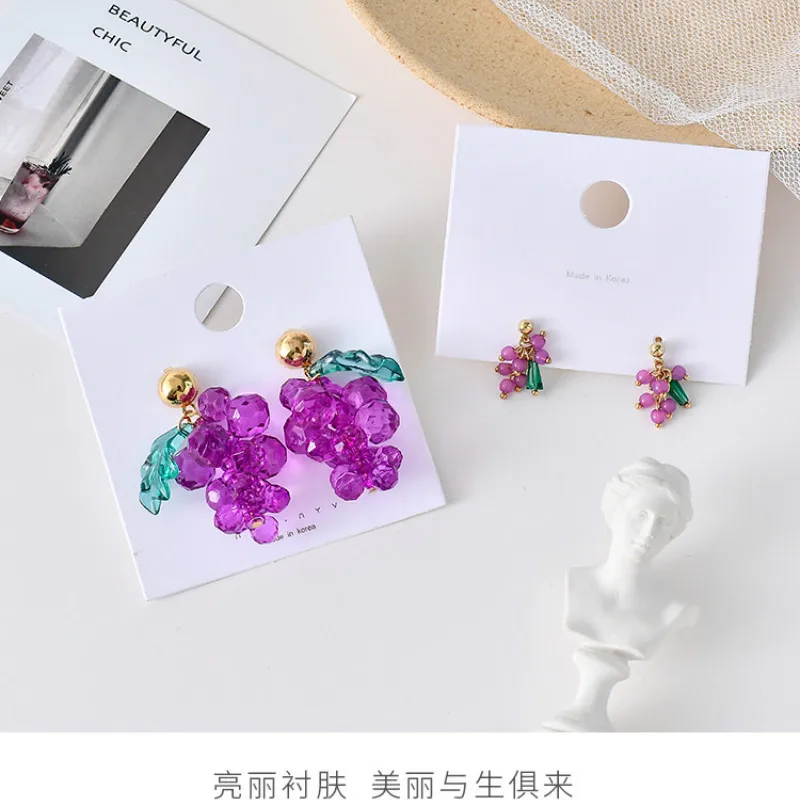 Простые серьги для девочек прозрачные акриловые бусины виноградные простые