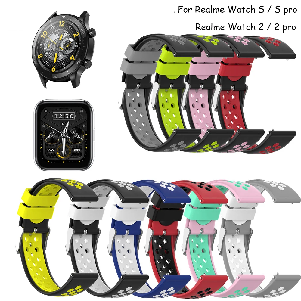 

Ремешок силиконовый для Realme Watch S/Pro, мягкий сменный Браслет для смарт-часов Realme Watch 2/Pro, 22 мм
