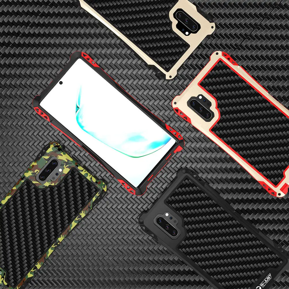 Carbon fiber Tri-proof Waterproof Armor Aluminum Phone Case for Samsung Galaxy Note 10 Plus 9 8 S10 5G S9 S8 S7 Cover |