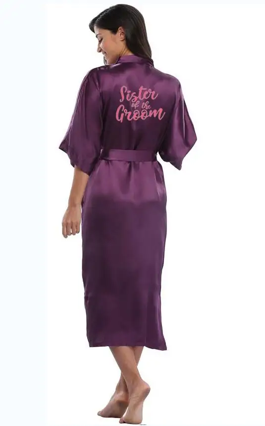 Фиолетовое Женское платье Горячая Распродажа халат из искусственного шелка