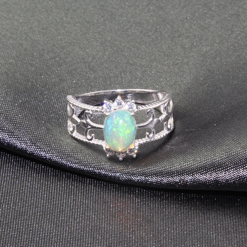 Vintage opal silver ring 6 mm * 8 natural solid 925 sterling jewelry can choose stone before order | Украшения и аксессуары