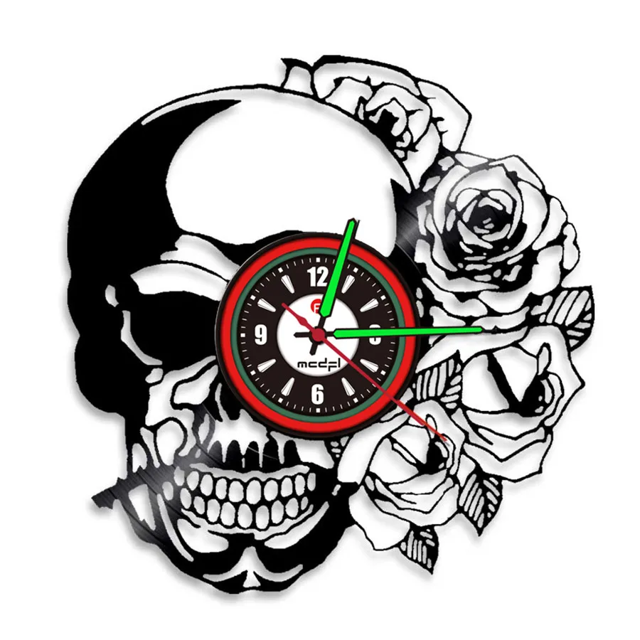 Домашний Декор череп современный дизайн 3D Виниловые бесшумные настенные часы