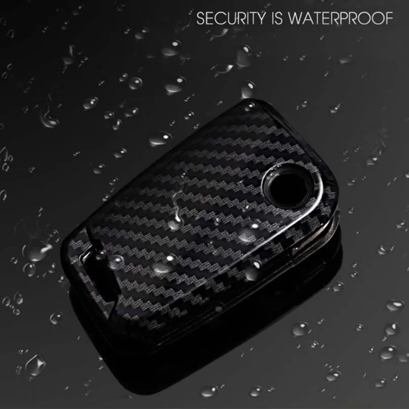 1Pc Carbon Fiber Look Car Key Chain Case fob Cover Shell For Skoda Octavia A5 Fabia Volkswagen Polo Golf Passat Ibiza Leon | Автомобили и