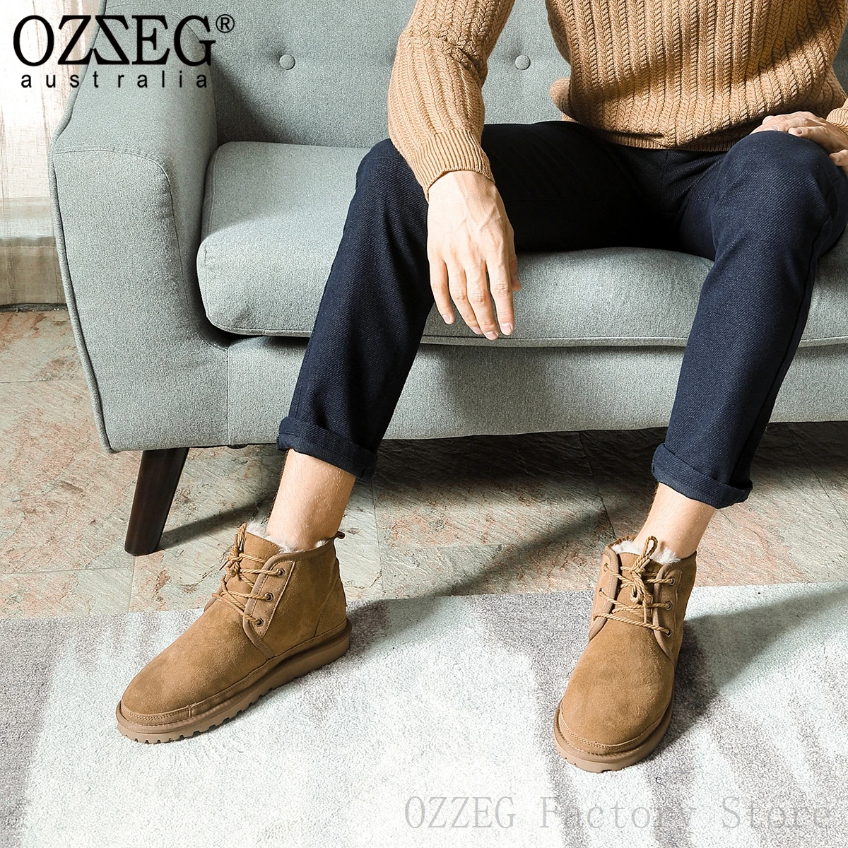 OZZEG/Роскошные брендовые классические зимние ботинки Мужские ботильоны из
