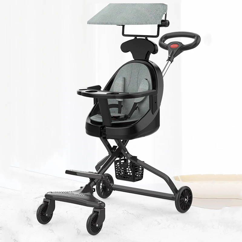 Lightweight Two-way Baby Trolley Collapsible Can Sit and Lie Down High Landscape Baby Four-wheeler