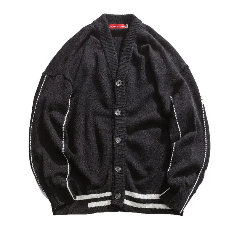 

2021 new men's sweater Korean loose college style cardigan Japanese retro autumn couple's knitting sweater trend
