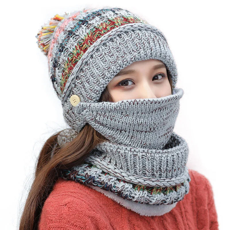 2020 шапка зимняя женская маска Балаклава для девочек шарф толстый теплый флис