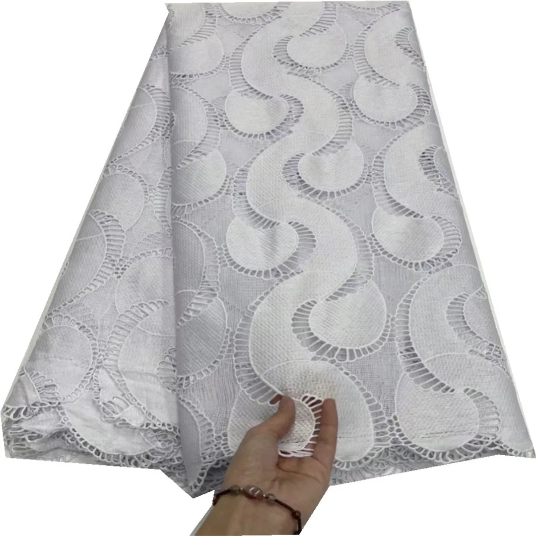 

White Color African Lace Fabric 2021 High Quality Nigerian Swiss Voile In Switzerland Nigerian Guipure Net Lace Fabrics 5 Yards