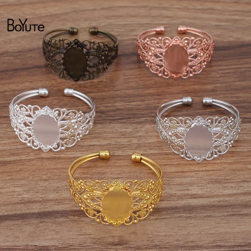

BoYuTe (5 Pieces/Lot) Metal Brass Filigree Bracelet Base with 18*25MM Oval Blank Tray Diy Bracelet Jewelry Accessories