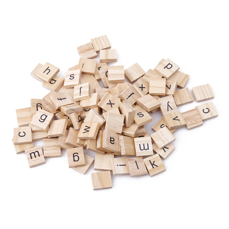 100 PCS Children Wooden English Alphabet Puzzle Toy DIY Numbers Letters Puzzle Develop Baby Intelligent Early Education Toy