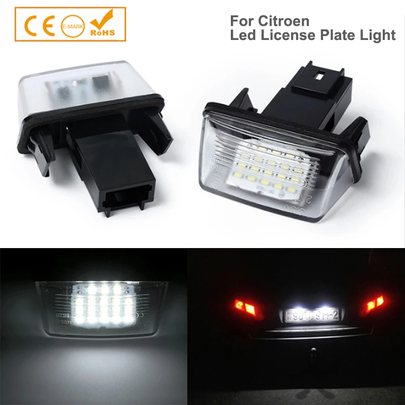 

2pcs Car LED License Number Plate Light Lamps For Citroen C3 C4 C5 Berlingo Saxo Xsara Peugeot 206 207 306 308 406 Car Styling
