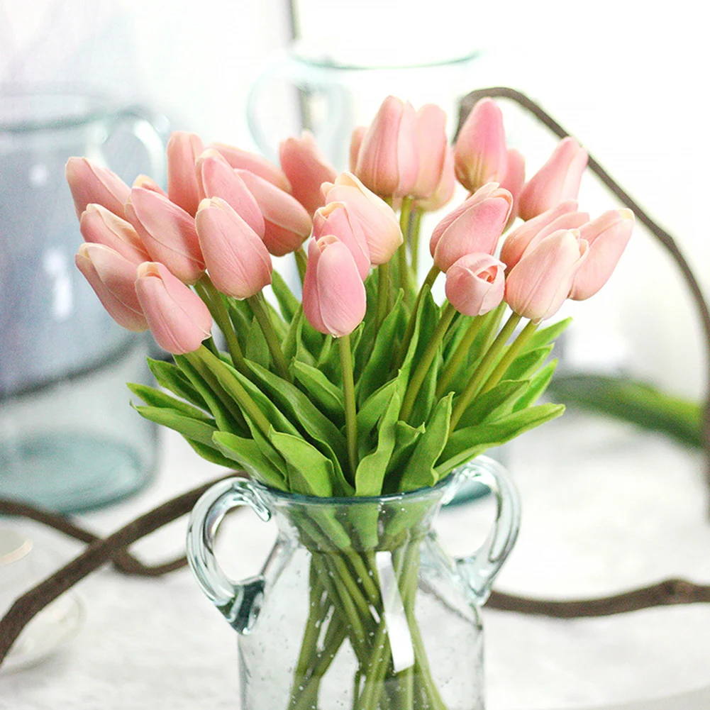 

20 шт./лот искусственные цветы искусственные Красные тюльпаны шелковые тюльпаны Искусственные цветы тюльпаны для украшения дома для свадьб...