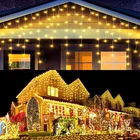 Рождественская гирлянда s Водопад, гирлянда-занавеска в виде сосулек, 5 м, свисающая, 0,4-0,6 м, сказосветильник шение для вечерние НКИ, дома, свадьбы, улицы