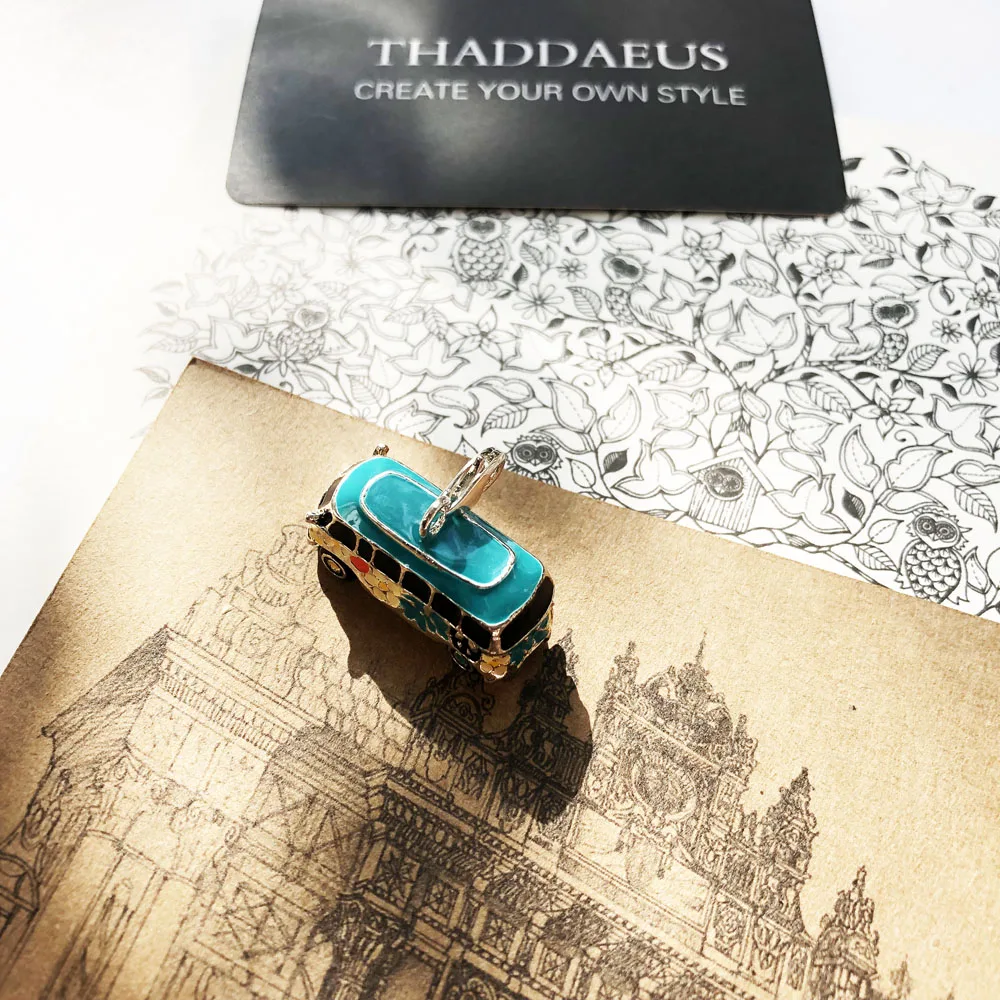 

Pendant Peace Bus Colorful,2020 Brand New Fashion Jewelry Europe Style Bijoux 925 Sterling Silver Trendy Gift For Woman Men