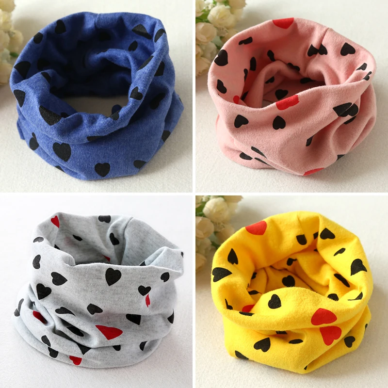 Fashion Cotton Baby Scarf Love Heart Print Kids Bandana Clothes Autumn Winter Children Girls Boys O-ring Neck Collar Scarves | Детская