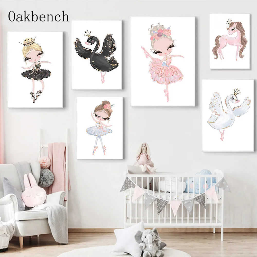 Картина на холсте с изображением балея и девочки Настенная картина для детской