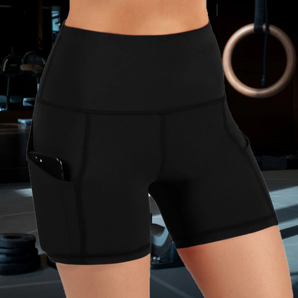 Шорты женские с высокой талией повседневные спортивные мини шорты карманами