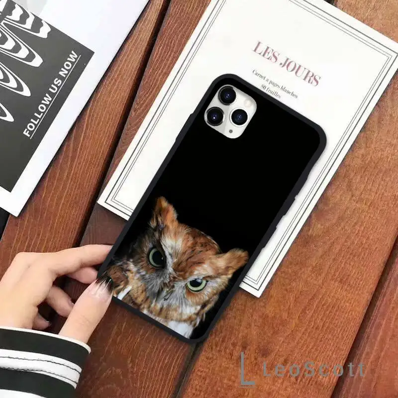 

Owl night animal birds funny Phone Case for iPhone 11 12 pro XS MAX 8 7 6 6S Plus X 5S SE 2020 XR Soft silicone