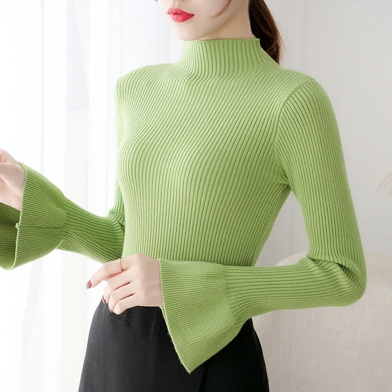 Женский свитер с высоким воротником базовый пуловер в Корейском стиле