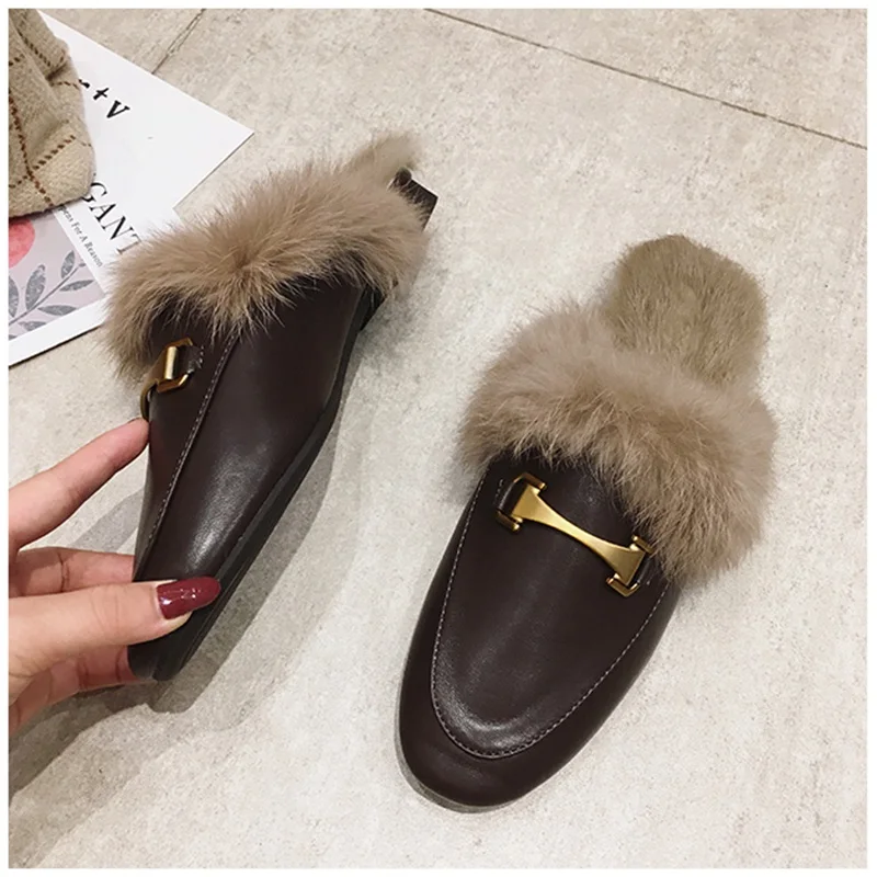 brown 2 SUOJIALUN/женские шлепанцы на плоской подошве; шлепанцы без застежки; брендовые дизайнерские туфли; коллекция года; модные роскошные шлепанцы с Т-образным ремешком и заклепками; Лоферы без задника - Цвет: brown 2