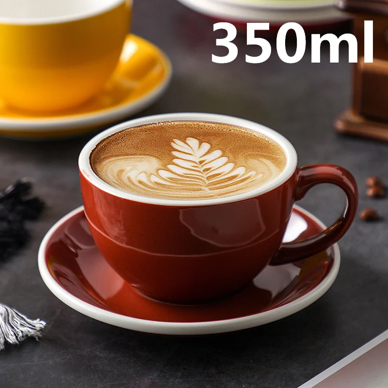 

Creative Simple Coffee Cup Modern High Quality Ceramic Coffee Cup And Saucer Set Cappuccino Espresso Cups Tazas Drinkware BC50MS