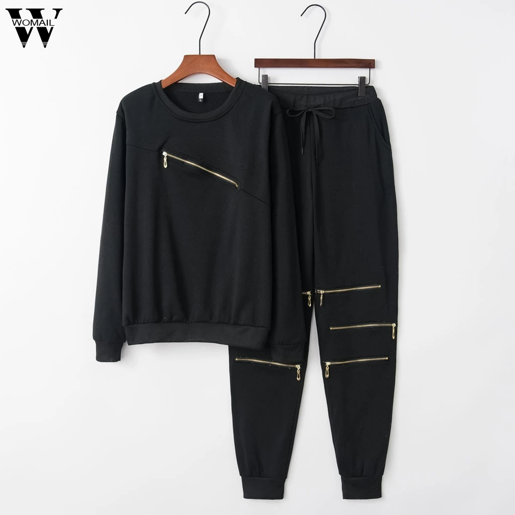 Womail fashion женский комплект 2 шт. сплошной Цвет Свитера с круглым вырезом и длинные