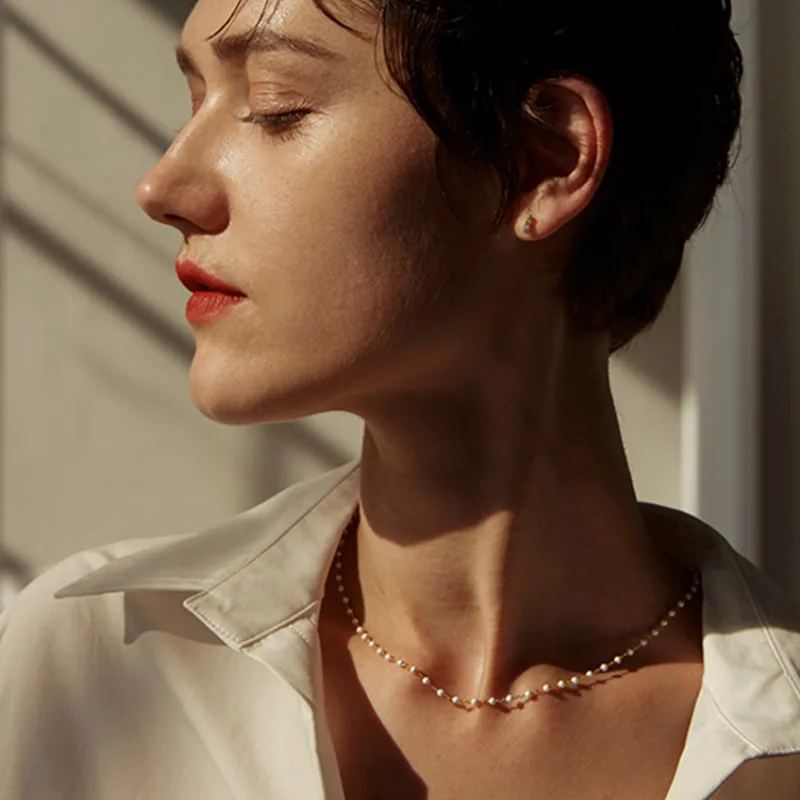 

Simple Trendy Temperament White Pearl Short Clavicle Necklace