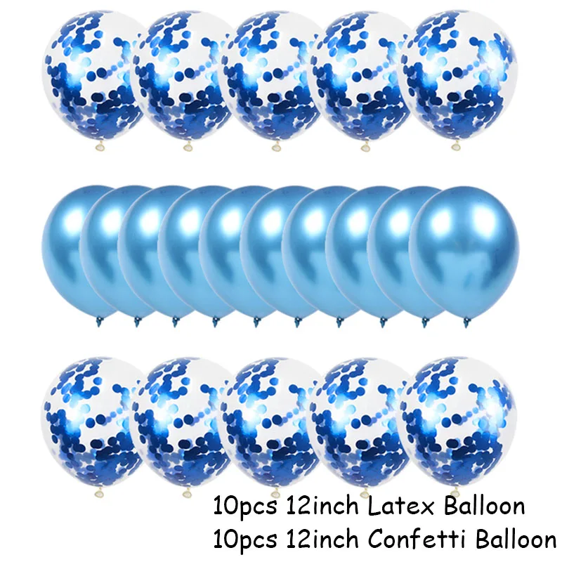 20pcs blue set 20 шт розовые и золотые воздушные шары набор конфетти хромированный шар для украшения дня рождения вечерние Свадебные украшения Свадебные юбилейные глобалы металлик - Цвет: 20pcs blue set