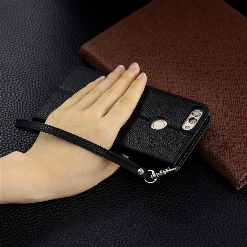 

Huawei P Smart Case on for Fundas Huawei P Smart Psmart FIG-LX1 Cover Capa Solid Color Wallet Flip Leather Phone Case Coque