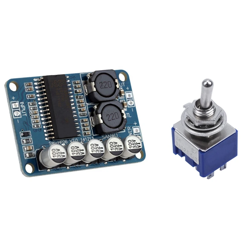 

1 Pcs TDA8932 Mono 35W Digital Amplifier Module & 4 Pcs AC 6A 125V 2 Position 6Pins DPDT ON-OFF Mini Toggle Switch