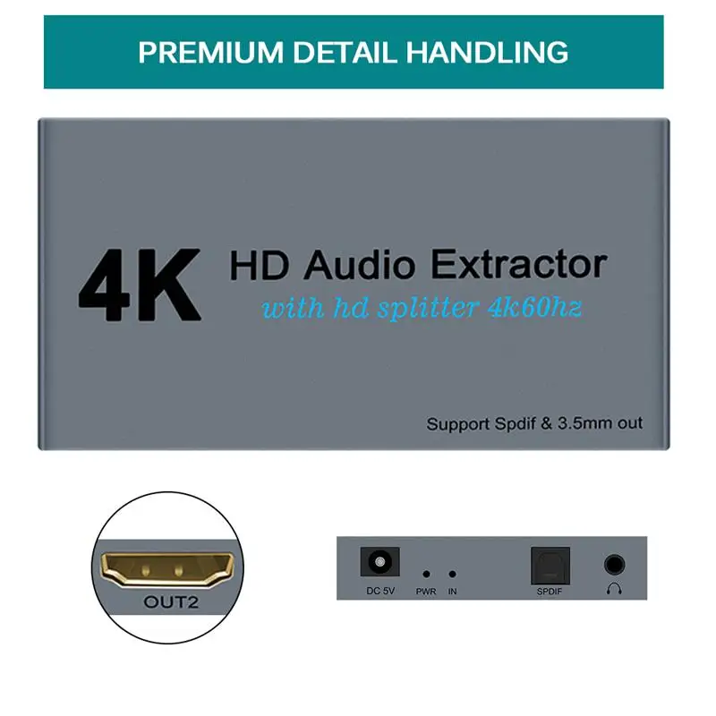AOZBZ HDMI совместимый сплиттер 3 5 мм SPDIF аудио экстрактор 4k HD переключатель 60 Гц для