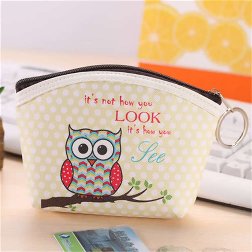 Чехол для ключей из ПУ кожи с рисунком совы маленький кошелек монет мини-сумка
