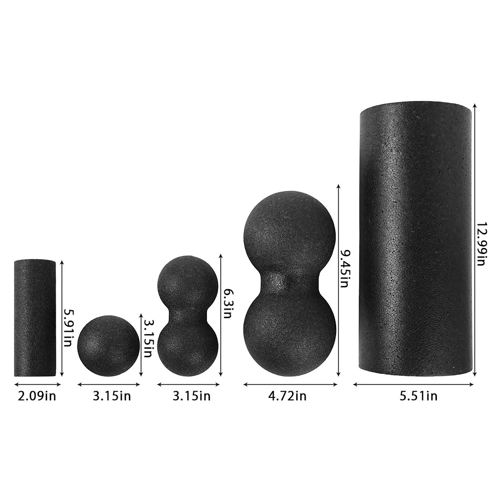 

3/5pcs Yoga Massage Roller&Fitness Ball Foam Roller Set for Back Pain Self-Myofascial Treatment Pilates Muscle Release Exercises