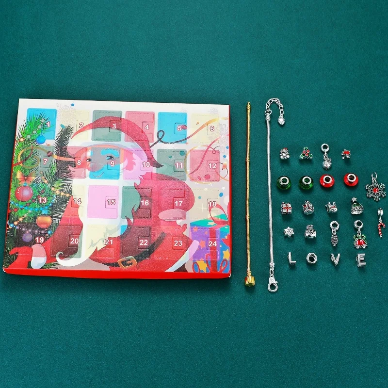 

Santa snowman pattern countdown calendar blind boxs, 24 Christmas alloys ornaments, 2022 New Year gifts, children's holiday toys