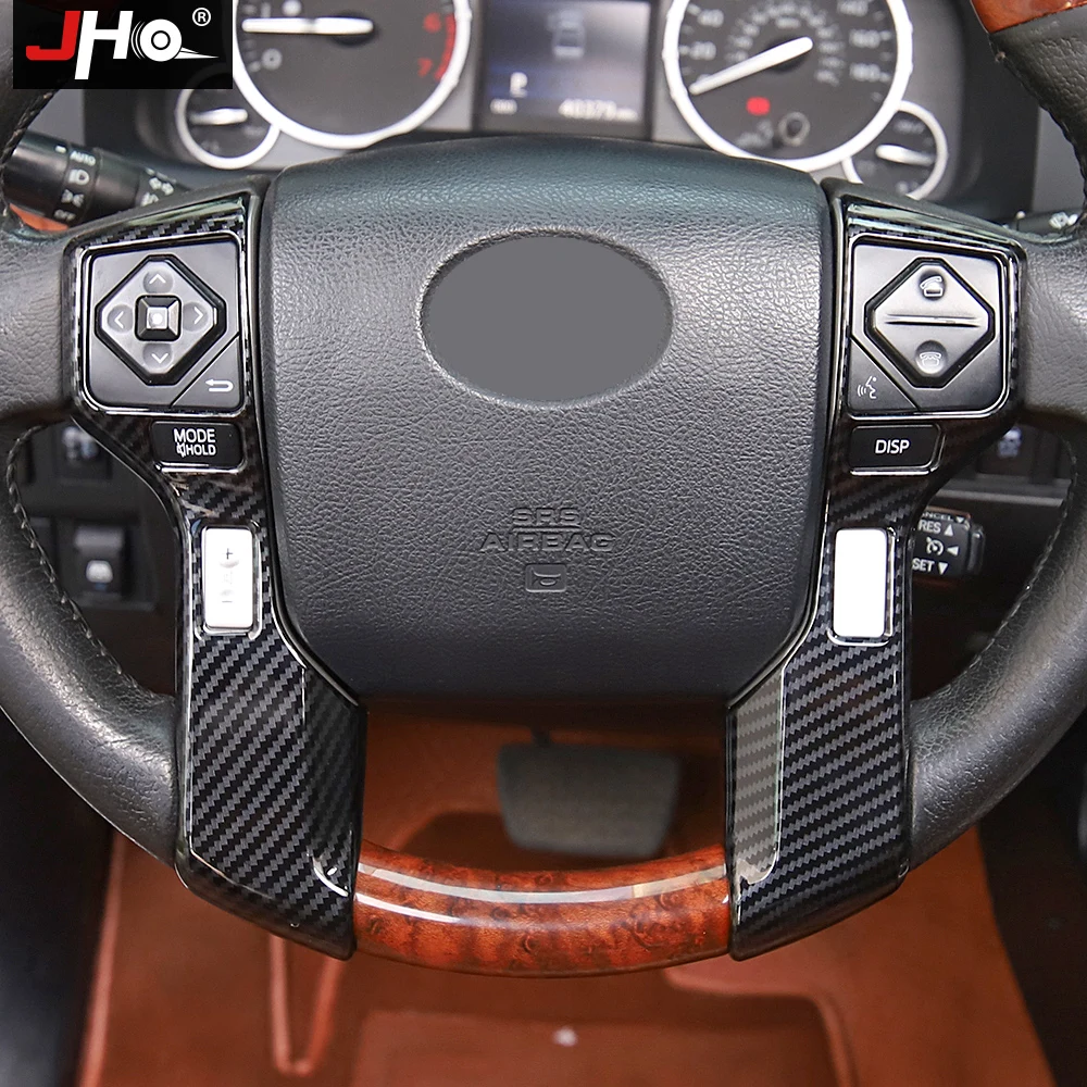 JHO ABS Carbon Grain Steering Wheel Overlay Cover Trim For Toyota Tundra 2014-2020 2019 2015 2016 2017 2018 Car Accessories