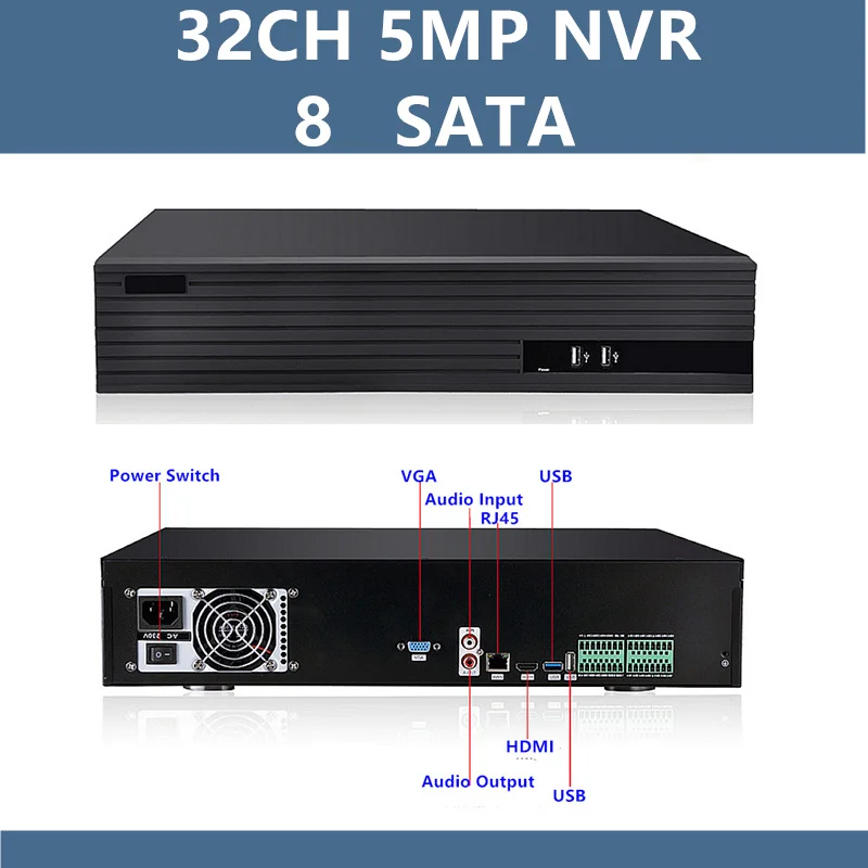 Сетевой видеорегистратор NVR для IP камеры 32 канала * 4 м 24*5 H.265 ONVIF Поддержка 8