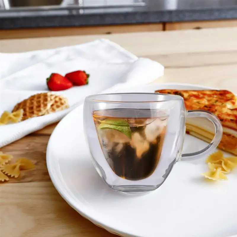 

Double Wall Heart Shaped Clear Glass Tea Coffee Beer Cocktail Bar Drinking Cup