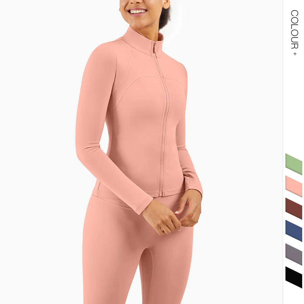 

Autumn and winter new style European and American high-neck slim fitness yoga long-sleeved zipper cardigan running sports jacket
