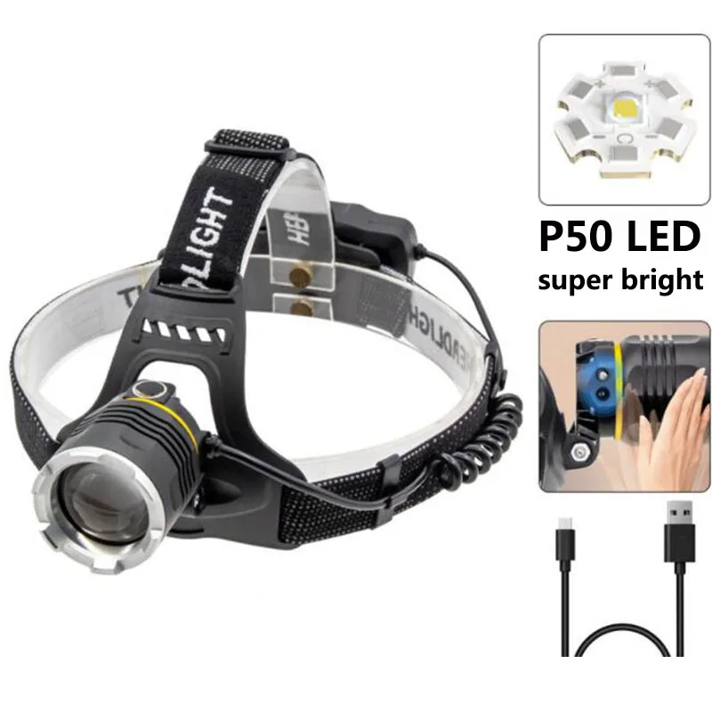 

super bright P50 Led headlamps head torches light lamp senser frontal flashlight headlight USB charging head light for fishing