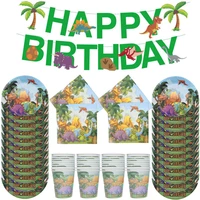 dino party supplies dinosaur balloons paper straws disposable tableware set kids boy birthday party decoration jungle party