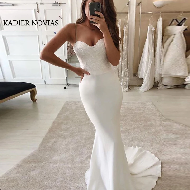 

Long White Mermaid Modest Wedding Dress for Women 2020 Mariage Champetre