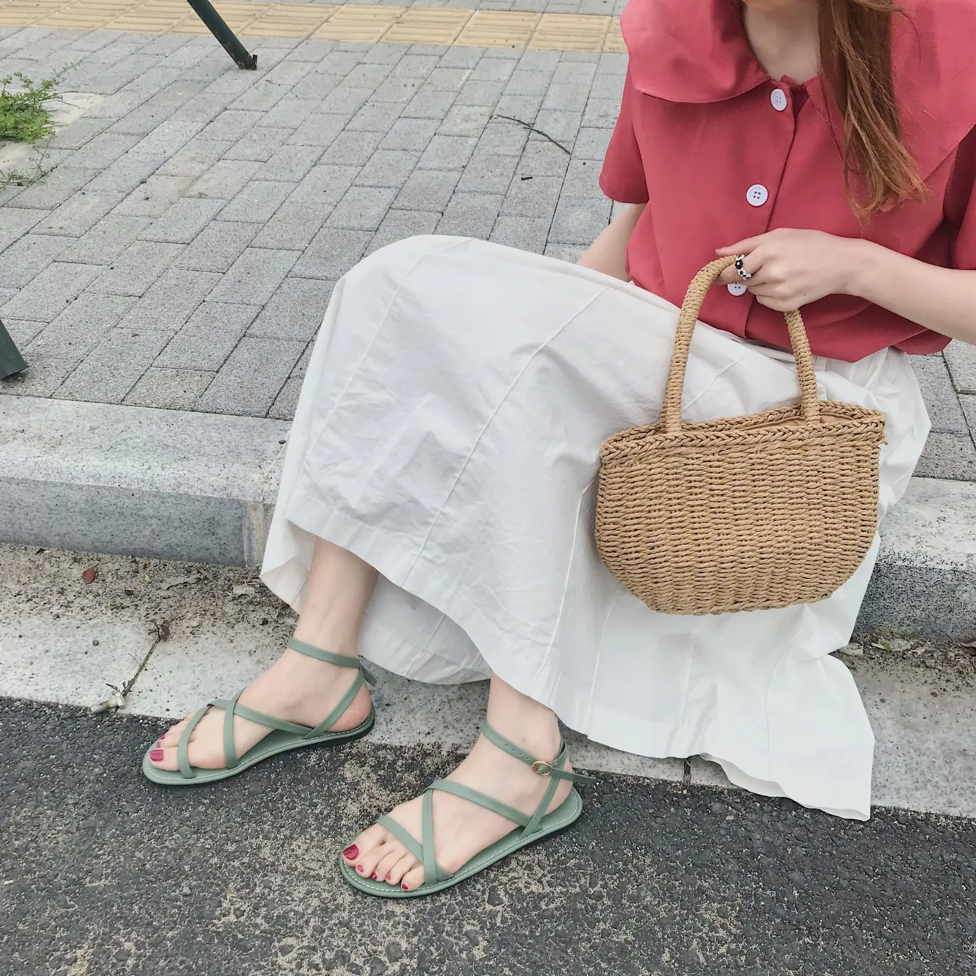 Женская обувь 2020 летние новые стильные универсальные римские ремешки