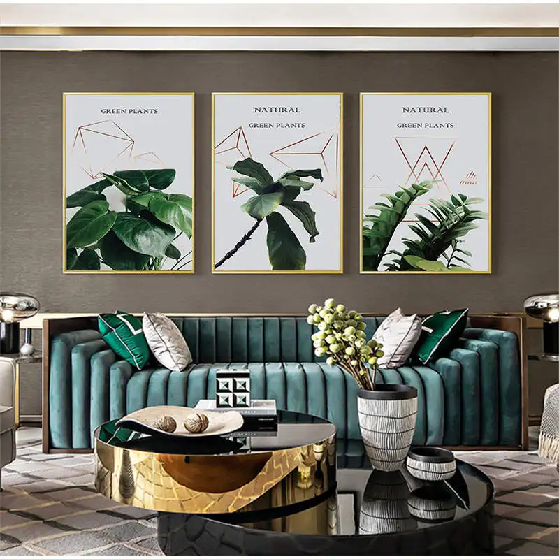 Зеленых листьев растений Холст Картина принт скандинавский Стиль живопись